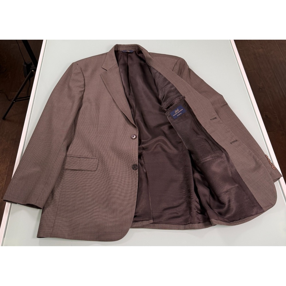 VTG BROOKS BROTHERS Brown Herringbone Wool Blend Mens Stretch Blazer - 44 L